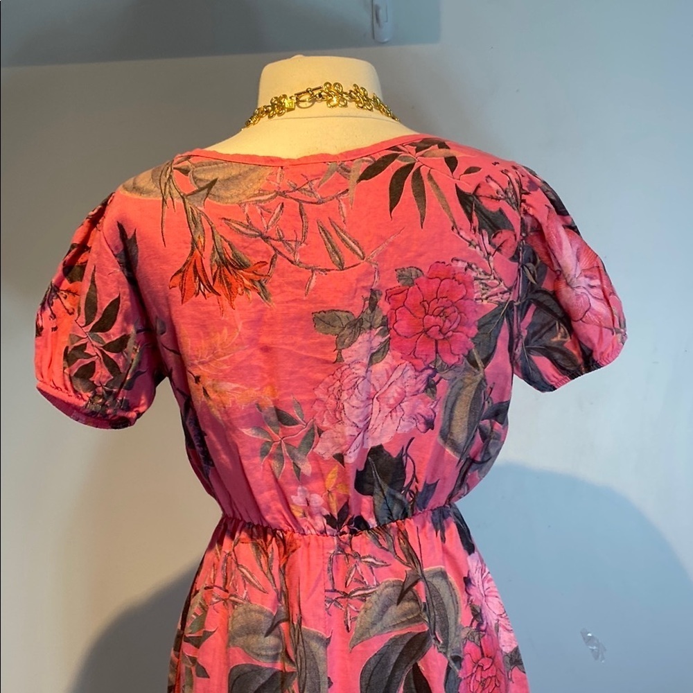 Marisa & Marie 100% linen puff sleeve maxi dress floral size small NWT - Picture 8 of 14